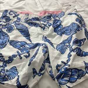 Lilly Pulitzer Blue and White Seashell Print Shorts